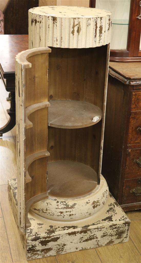 A simulated marble column pot cupboard W.50cm.